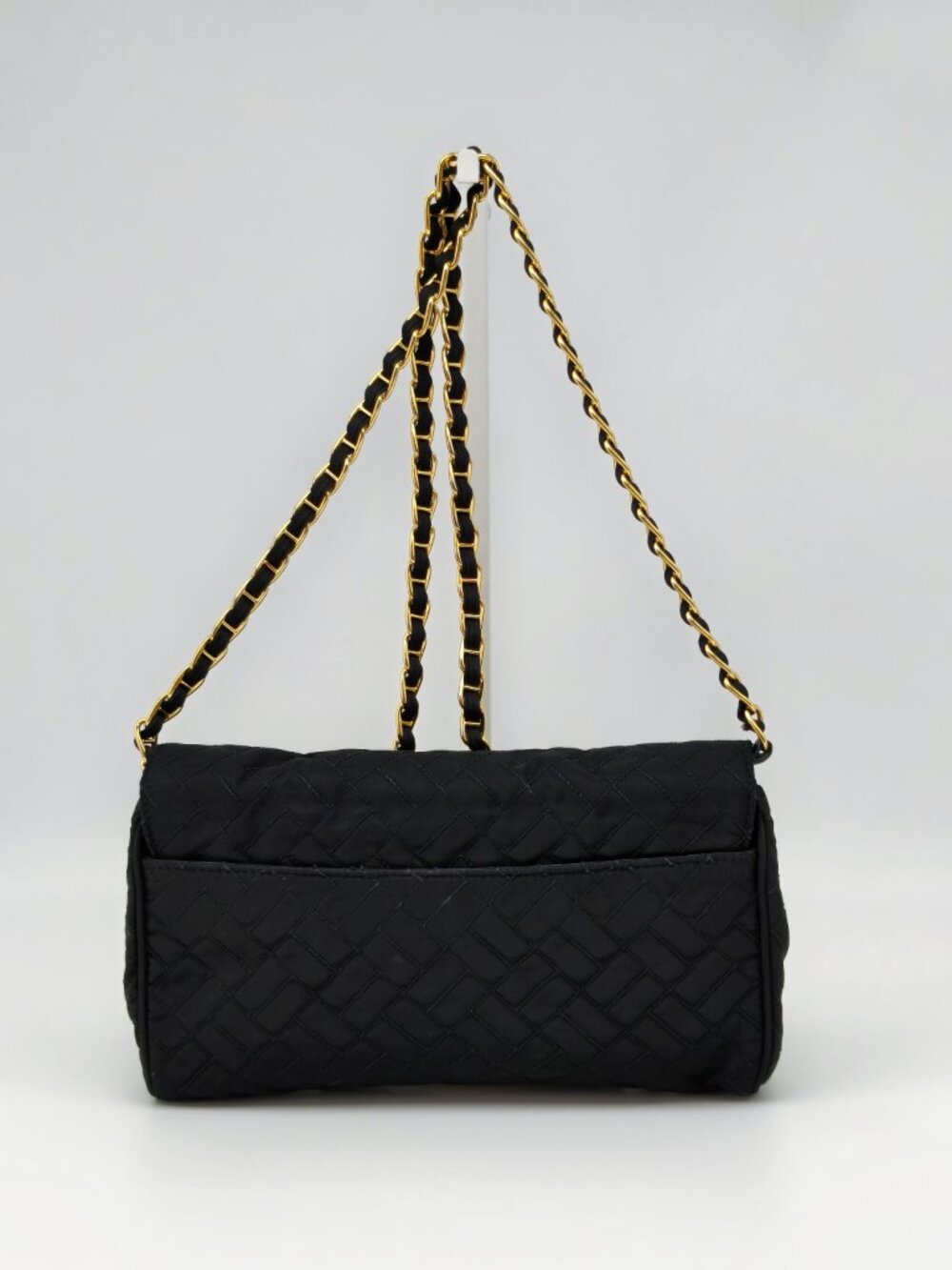 Prada Black Quilted Nylon Chain Shoulder Bag Gold Hardware Crossbody - Picture 3 of 17
